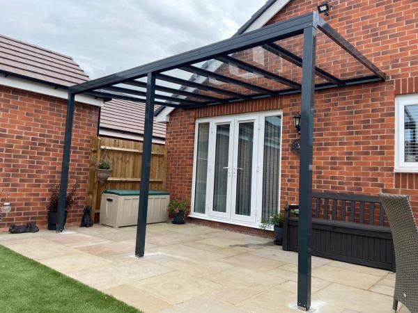 Up to 3.5m Length 6mm Glass Patio Cover & Veranda. (Select Projection)