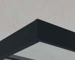 Sophia 2150 Door Canopy featuring a sleek gray aluminum frame and clear panels, showcasing modern design and functionality for enhancing home entrances.