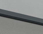 Sophia 2150 Door Canopy detail showing sleek gray aluminum frame and clear panel, emphasizing modern design and functionality for home entrances.