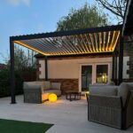 Titan motorised louvered roof pergola with LED lighting