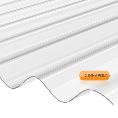 Corrugated Polycarbonate Sheet 950 x 2500 Clear HIGH PROFILE Stormproof